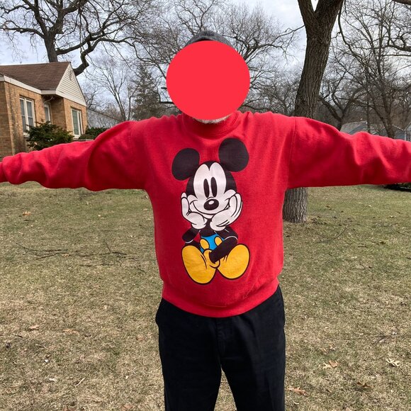 Vintage Double sided Mickey Mouse Red Sweatshirt Disney Size Large? - Picture 15 of 16